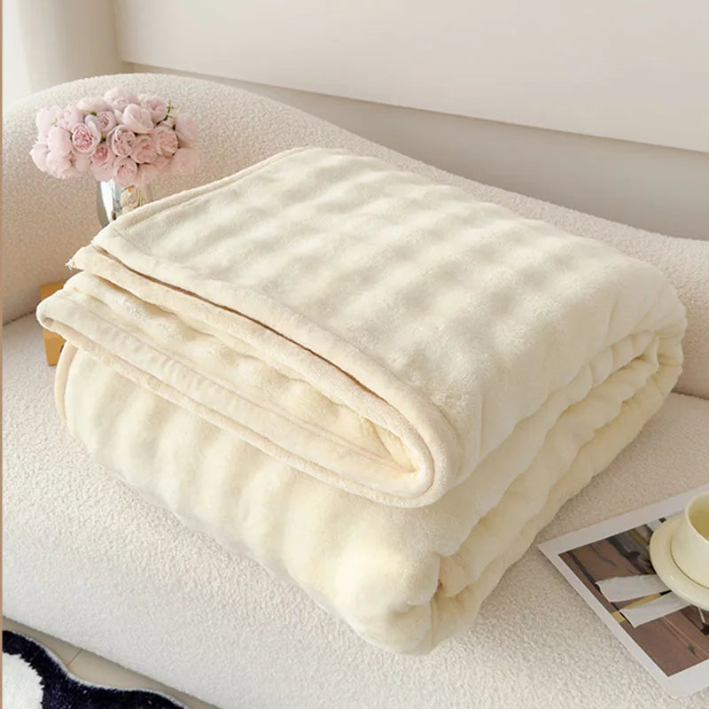 A-Class Bubble Rabbit Plush Sofa Blanket Luxury Thickened Warm Office Nap Blankets Sleeping Naked Comforter for All Seasons
