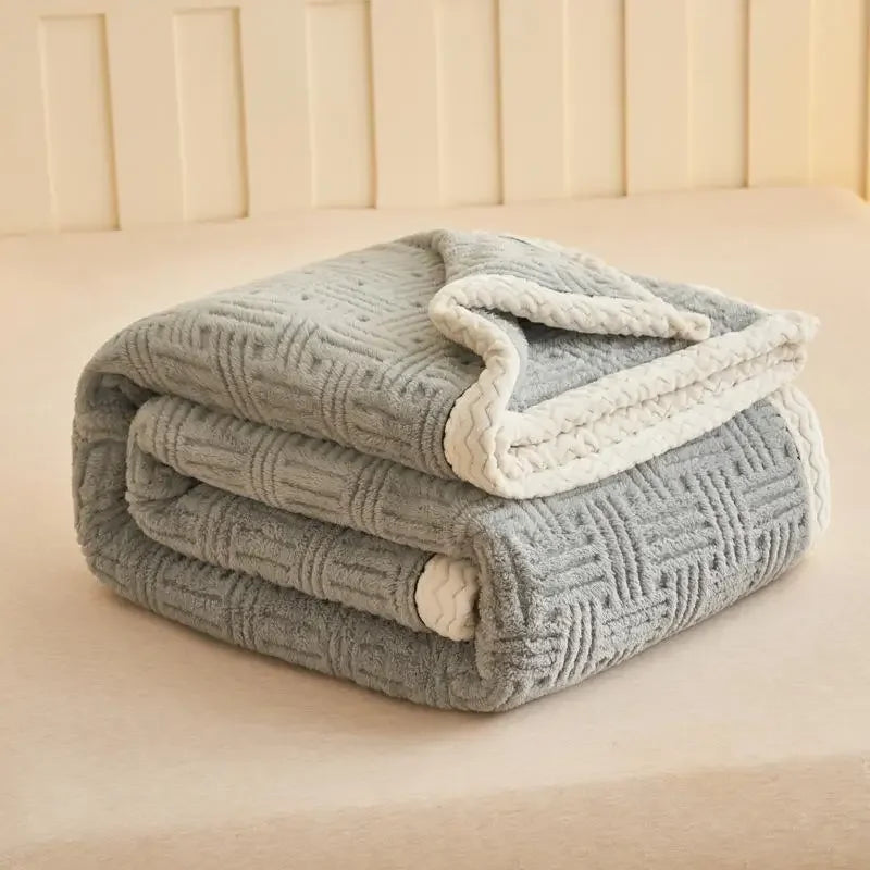 A-Class Jacquard Velvet Blanket, Thick Warm Winter Bed Sheet Covering Blanket, Sofa Nap Air Conditioning Blanket, Office Blanket