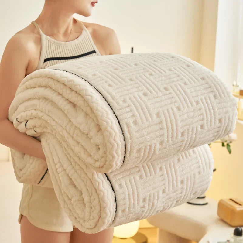 A-Class Jacquard Velvet Blanket, Thick Warm Winter Bed Sheet Covering Blanket, Sofa Nap Air Conditioning Blanket, Office Blanket