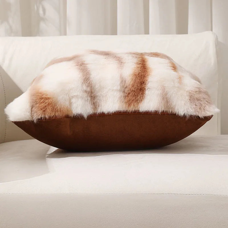 Bubble Velvet Faux Rabbit Fur Sofa Pillow Tie Dye Plush Living Room Balcony Body Pillow Cozy Napping Pillow for Autumn Winter