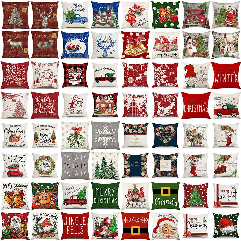 Christmas Single-Sided Printed Home Pillowcase Linen Dustproof Durable Nap Pillow Cover Cozy Pillow Case for Adults Children