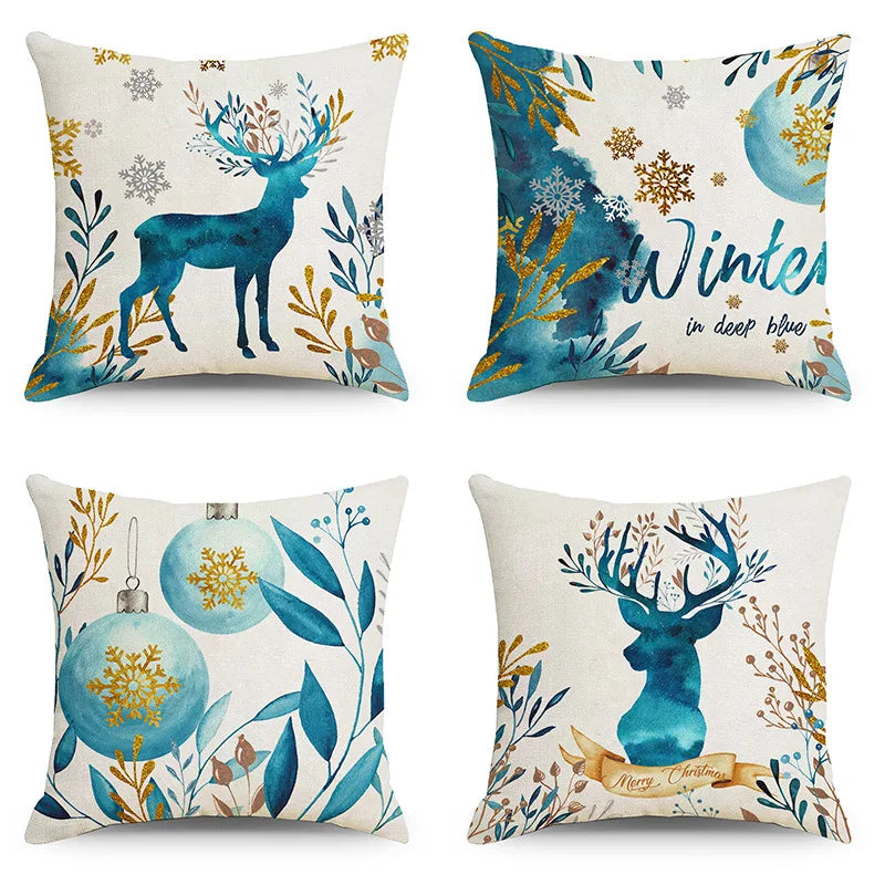 Christmas Single-Sided Printed Home Pillowcase Linen Dustproof Durable Nap Pillow Cover Cozy Pillow Case for Adults Children