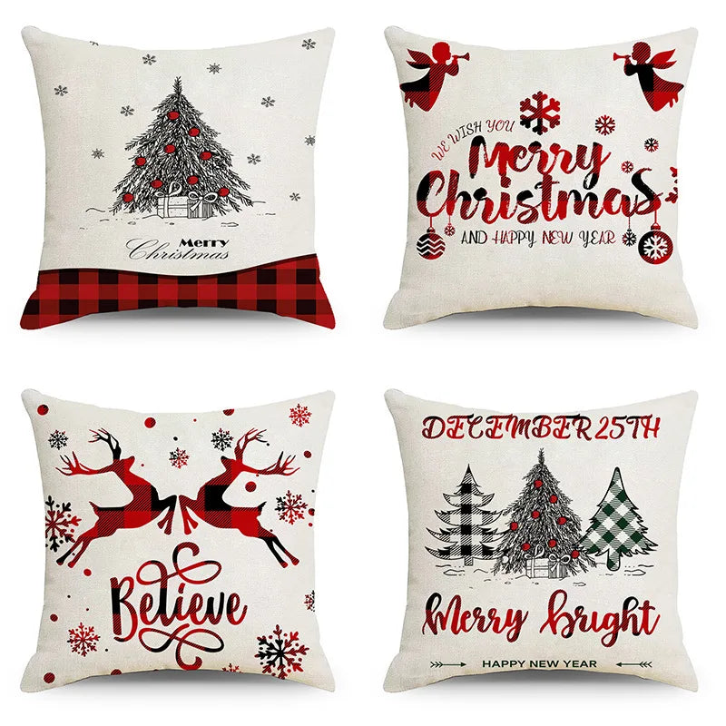 Christmas Single-Sided Printed Home Pillowcase Linen Dustproof Durable Nap Pillow Cover Cozy Pillow Case for Adults Children