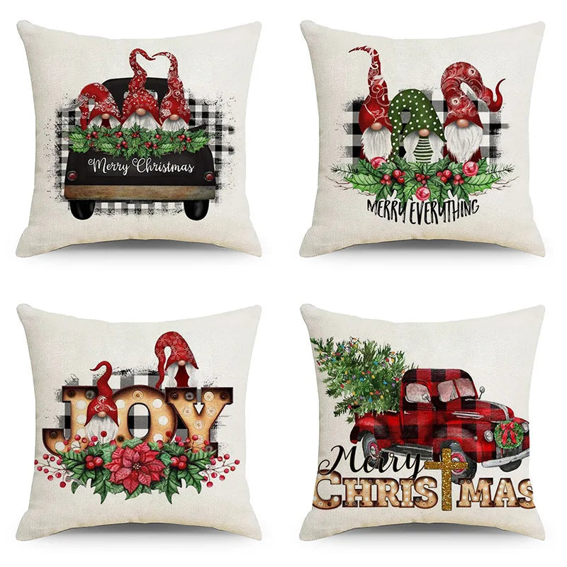 Christmas Single-Sided Printed Home Pillowcase Linen Dustproof Durable Nap Pillow Cover Cozy Pillow Case for Adults Children