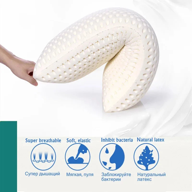 Comfortable Pure Natural Latex Pillows Neck Pain Relieve Side Back Sleep Orthopedic Pillow Cervical Health Care Support Cushion