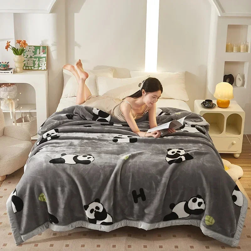 Double Layer Raschel Blankets Soft Warm Faux Fur Mink Throw Thicken Fluffy Microfiber Plush Weighted Blankets For Beds