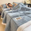 Double Sided Velvet Striped Quilted Blanket Soft Coral Velvet Sofa Cover for Office Home Napping Quilt for Summer and Autumn