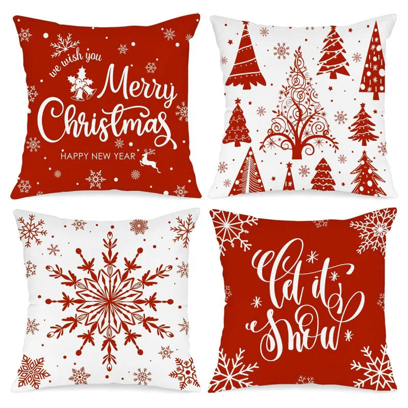 European Holiday Pillow Cover for Christmas Soft Cartoon Printed Removable Washable Pillowcase Square Home Accessories for Sofa