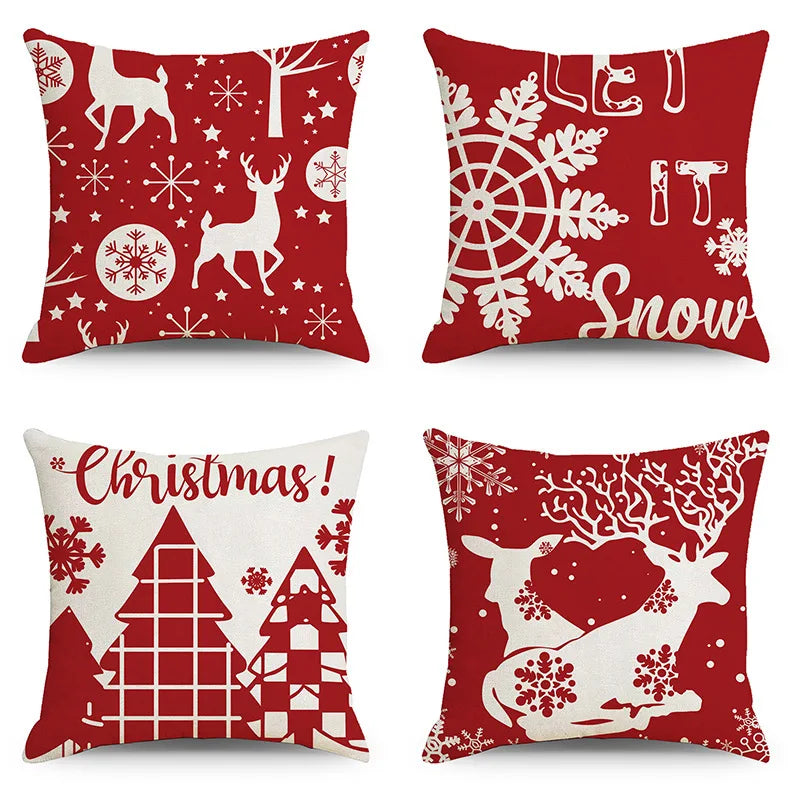 European Holiday Pillow Cover for Christmas Soft Cartoon Printed Removable Washable Pillowcase Square Home Accessories for Sofa