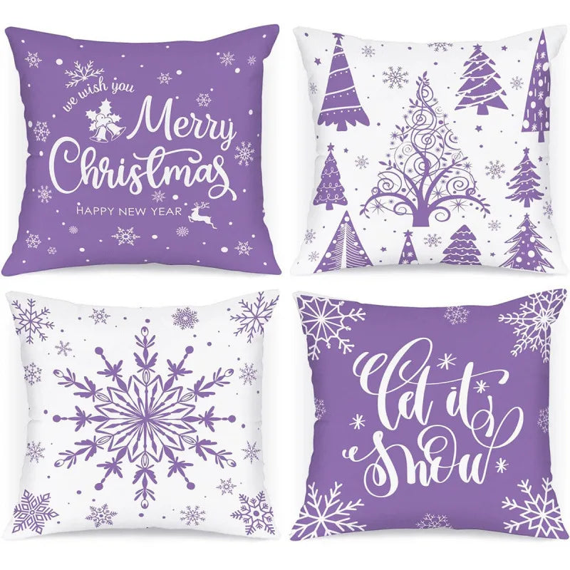 European Holiday Pillow Cover for Christmas Soft Cartoon Printed Removable Washable Pillowcase Square Home Accessories for Sofa