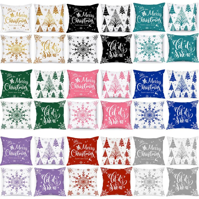 European Holiday Pillow Cover for Christmas Soft Cartoon Printed Removable Washable Pillowcase Square Home Accessories for Sofa