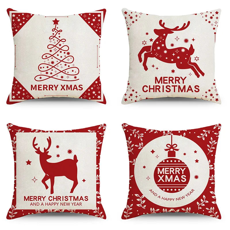 European Holiday Pillow Cover for Christmas Soft Cartoon Printed Removable Washable Pillowcase Square Home Accessories for Sofa