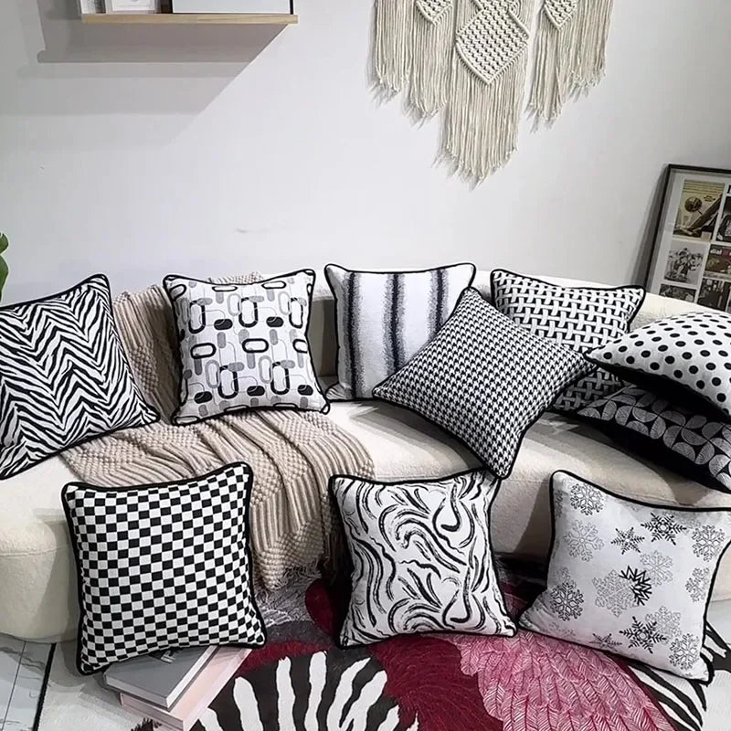 European Printed Sofa Decorative Pillow High Quality Skin Friendly Detachable Bedside Cushion Cozy Square Pillows for Sleeping