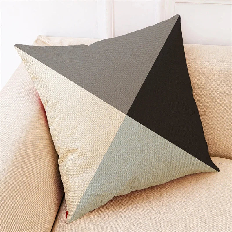 Geometric Pattern Printed Throw Pillow Modern Brief Soft Linen Blend Cushion Living Office Coffee Home Decorative Pillows Case
