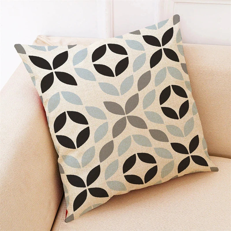 Geometric Pattern Printed Throw Pillow Modern Brief Soft Linen Blend Cushion Living Office Coffee Home Decorative Pillows Case