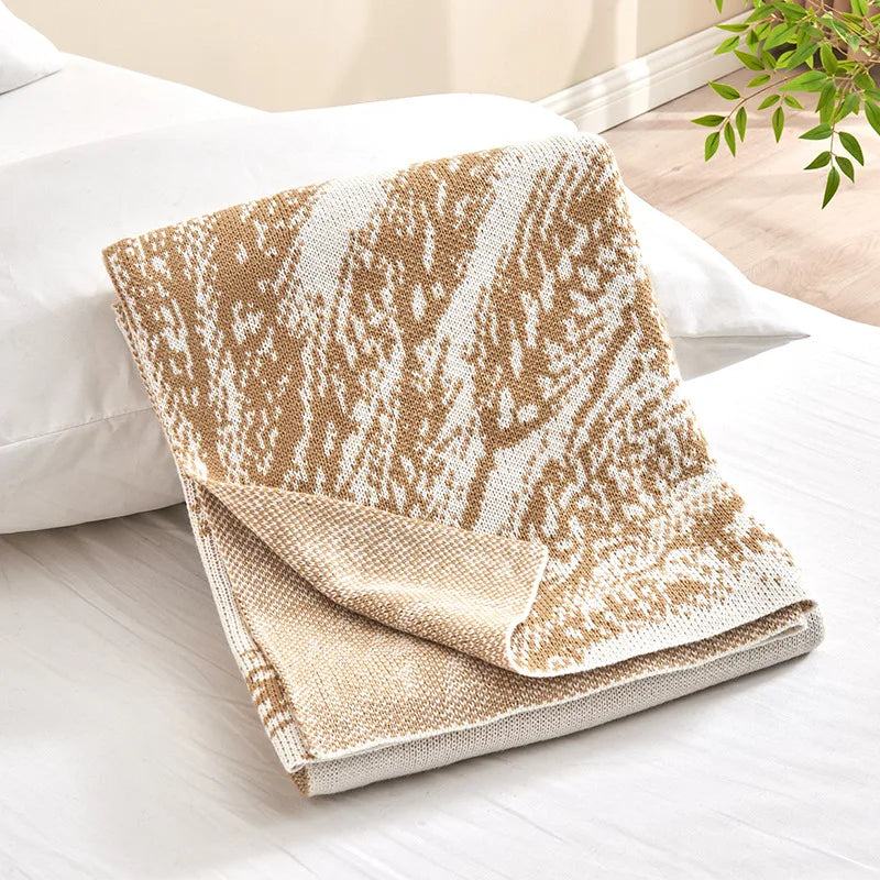 Golden Wheat Ear Knitted Soft Blanket Skin Friendly Multifunctional Air Conditioning Cover Blanket High-Quality Office Nap Shawl
