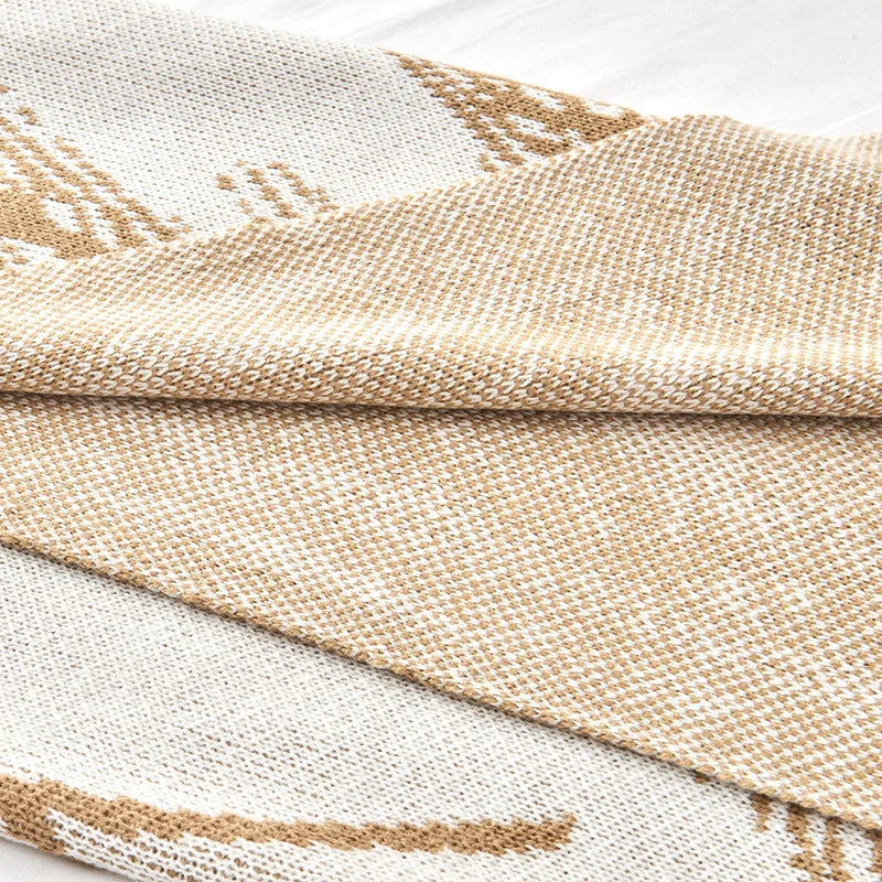 Golden Wheat Ear Knitted Soft Blanket Skin Friendly Multifunctional Air Conditioning Cover Blanket High-Quality Office Nap Shawl