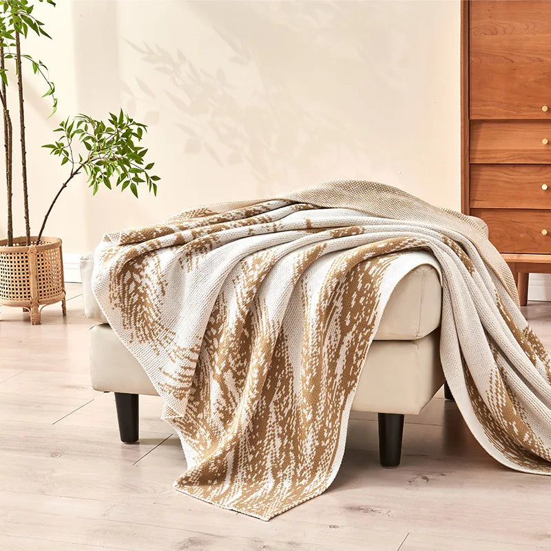 Golden Wheat Ear Knitted Soft Blanket Skin Friendly Multifunctional Air Conditioning Cover Blanket High-Quality Office Nap Shawl