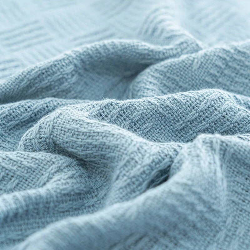 High End Breathable Office Blanket Summer 100% Cotton Waffle Towel Quilt Skin-friendly Machine Washable Single Picnic Blanket