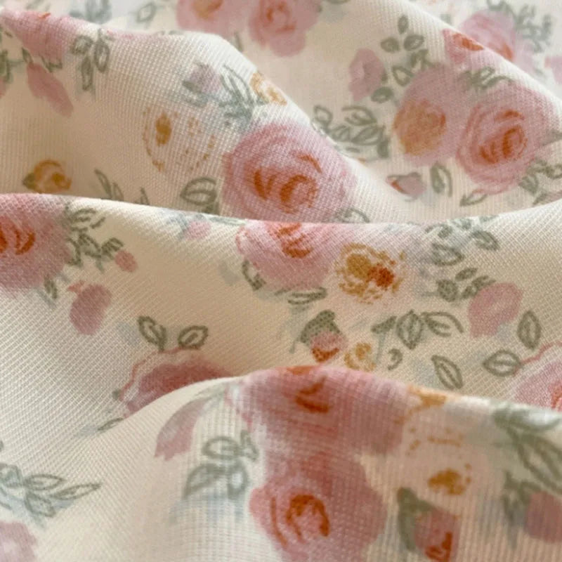 Korean Lace Floral Print Pillowcase Princess Skin-Friendly Knitted Cotton Pillow Cover All-Season Soft Pillow Case for Single