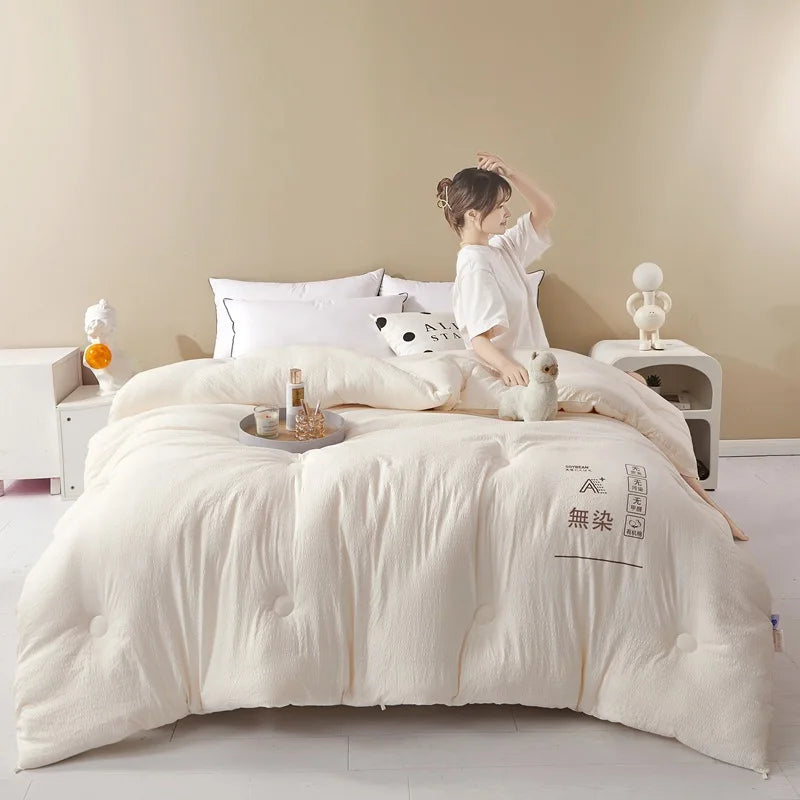 Maternal and Child Safety Level Soy Fiber Quilt Skin-friendly Warm Autumn Winter Quilt Core Comforter Solid Soft Quilted Quilts