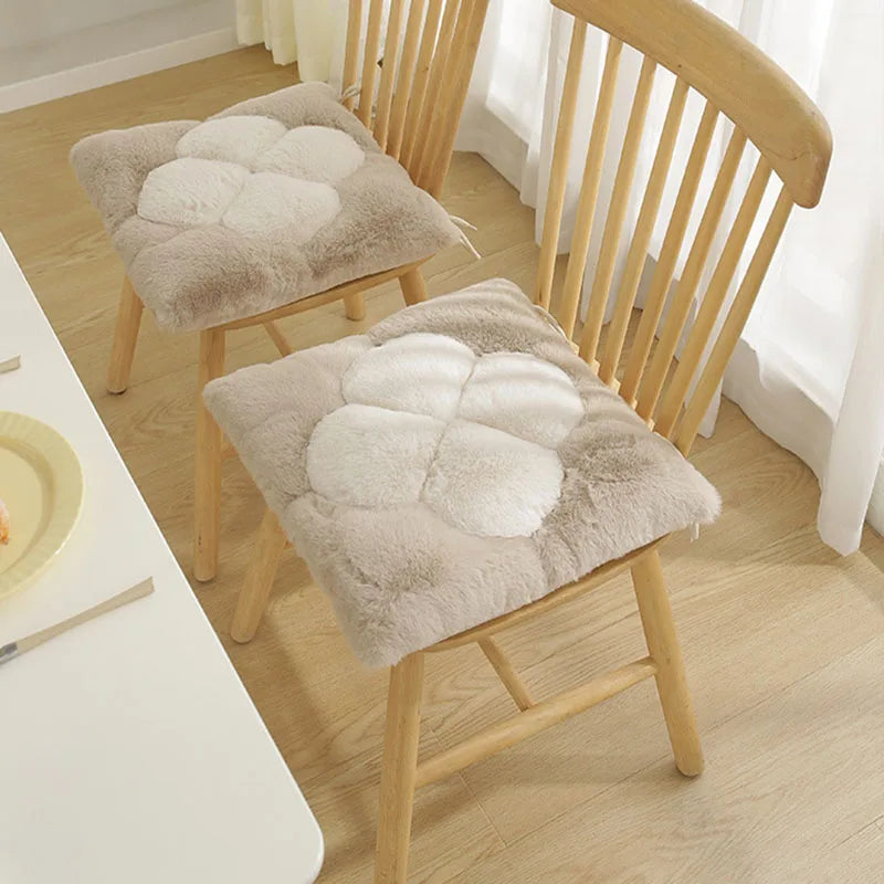 New Plush Flower Cushion for Office Anti Slip Warm Chair Cushion with Straps for Home Comfort Hip Pad for Student Office Workers