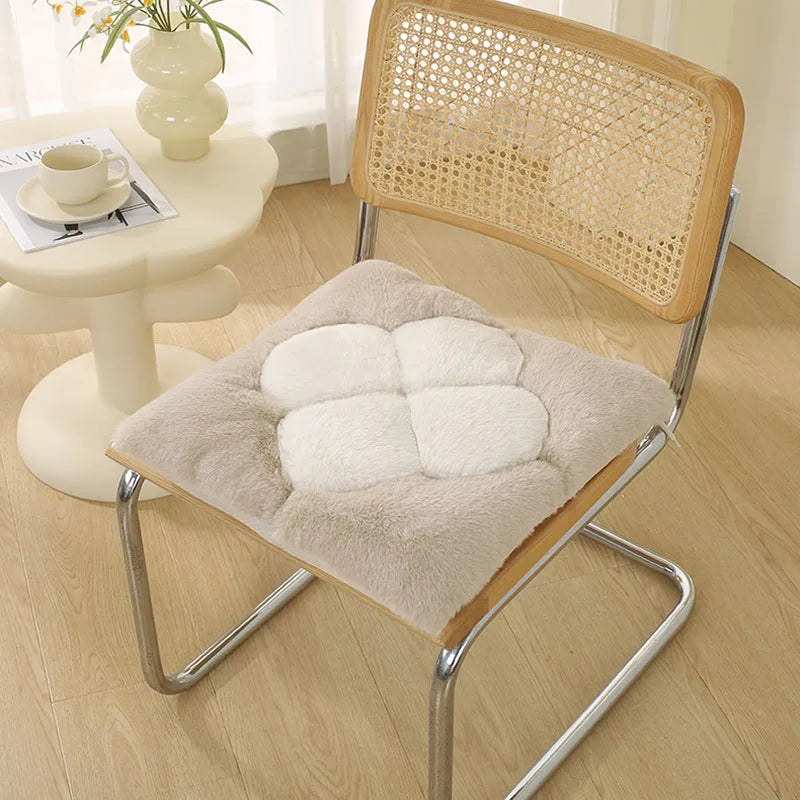 New Plush Flower Cushion for Office Anti Slip Warm Chair Cushion with Straps for Home Comfort Hip Pad for Student Office Workers