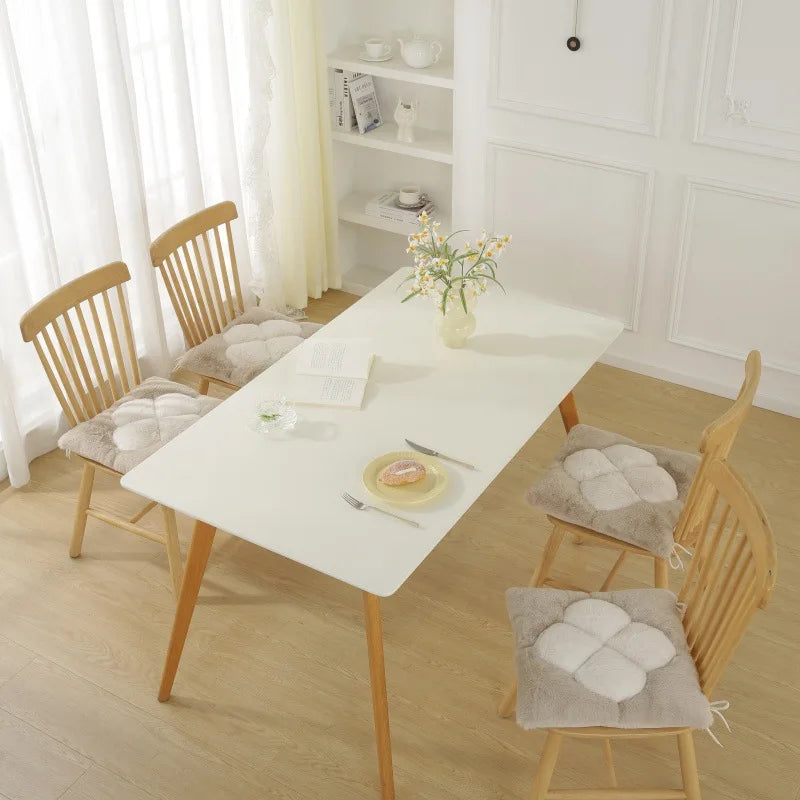 New Plush Flower Cushion for Office Anti Slip Warm Chair Cushion with Straps for Home Comfort Hip Pad for Student Office Workers