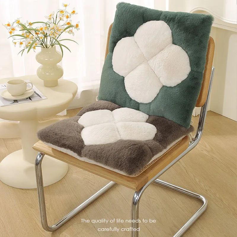 New Plush Flower Cushion for Office Anti Slip Warm Chair Cushion with Straps for Home Comfort Hip Pad for Student Office Workers