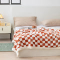 Nordic Checkerboard Flannel Plush Blanket Double Layered Thick and Warm Lamb Wool Sofa Cover Office Nap Air Conditioner Quilt
