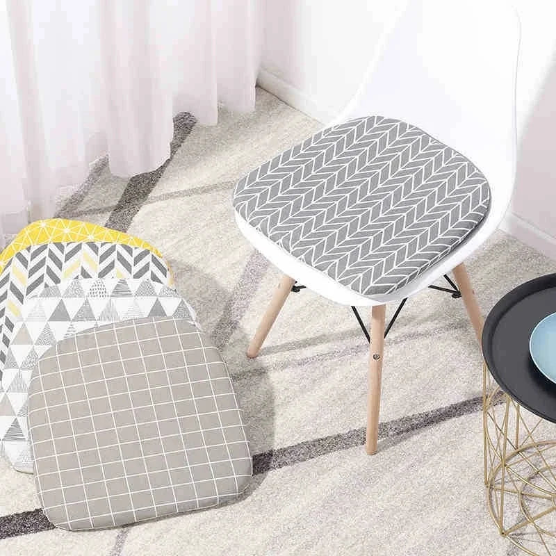 Nordic Print Sponge Dining Chair Cushion Cotton Hemp Non-Slip Dining Decor Chair Cushions Comfor Office Living Stool Cushion