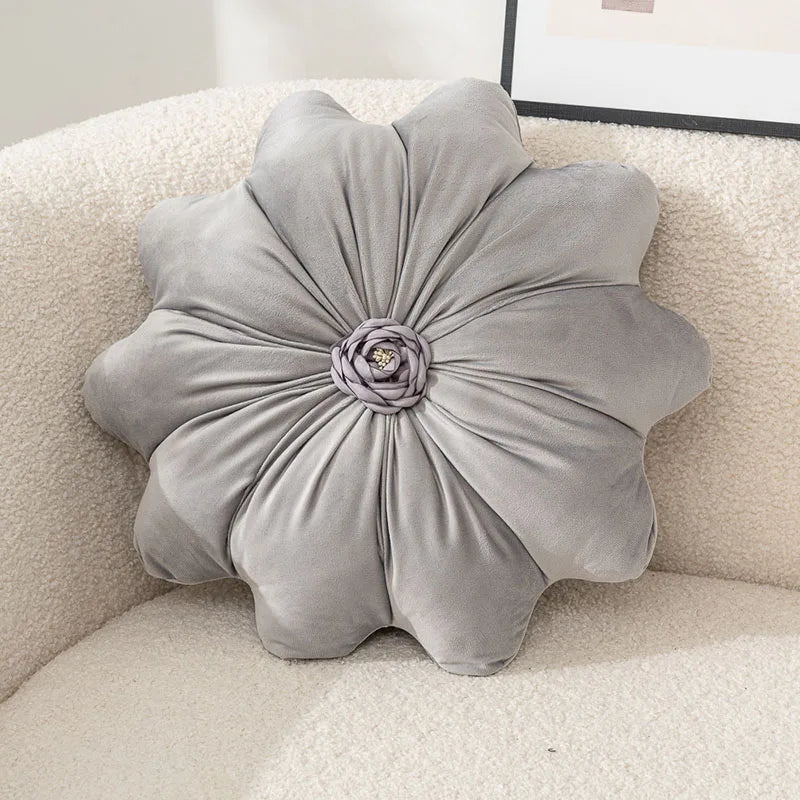 Nordic Solid Flannel Sunflower Body Pillow Flower Shaped Sleeping Back Cushion with Stamens Cozy Sofa Decoration for Home Hotels