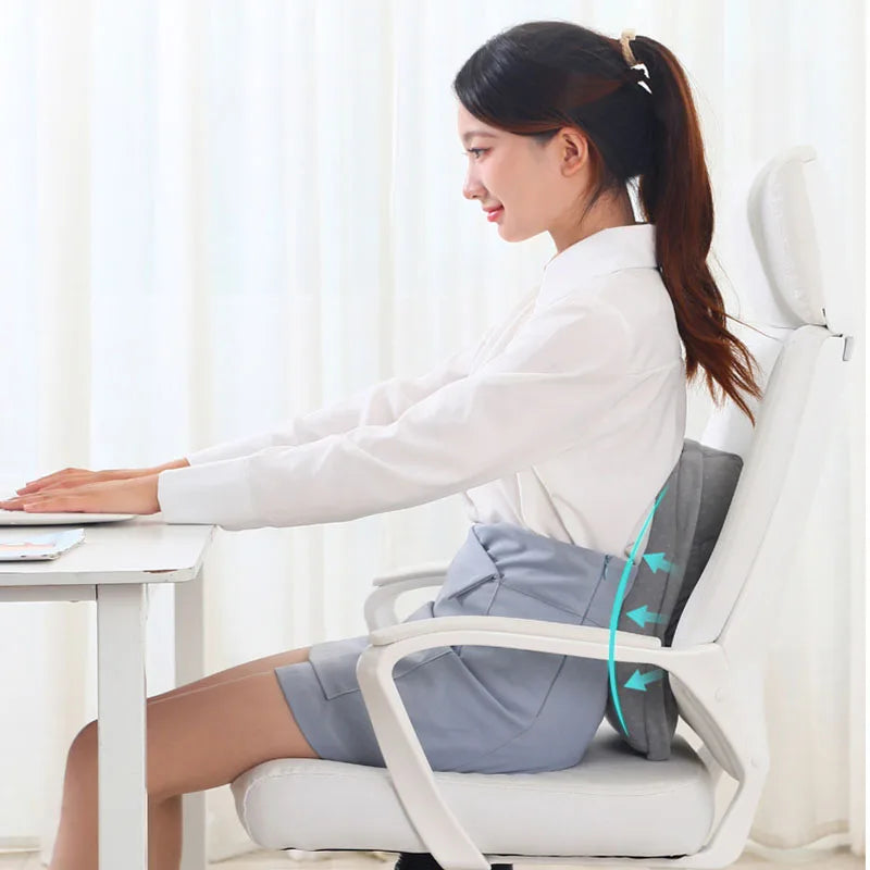 Nordic Solid Nap Pillow for Office Classroom Sleeping Memory Cotton Rebound Neck Pillow Detachable Breathable Waist Cushion