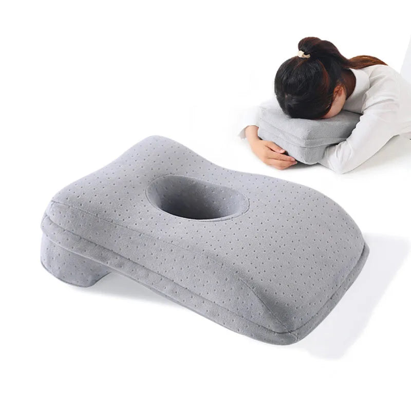 Nordic Solid Nap Pillow for Office Classroom Sleeping Memory Cotton Rebound Neck Pillow Detachable Breathable Waist Cushion