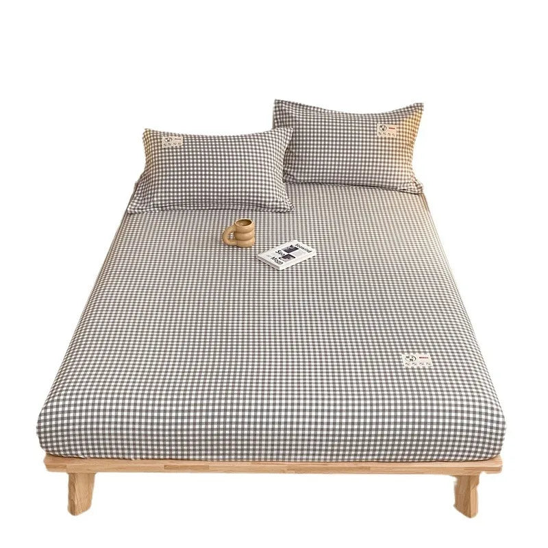 Plaid Style Fitted Sheet Skin-friendly Bed Cover Elastic Bedsheet for Girls Boys Room couvre lit Home Bed Linen(No Pillowcase)