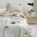 4Pcs Faux Silk Summer Quilt Set with Sheets Pillowcases, Air Conditioning Quilt, Machine Washable Lyocell Fiber Quilt
