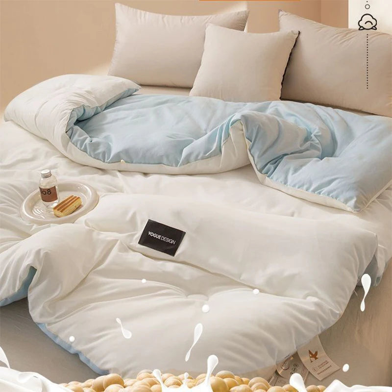 High-quality Spring Summer Autumn Winter Duvet Fabric Soya Fibre Filling Quilted Comforter Solid Color Soft Blanket Quilt Core