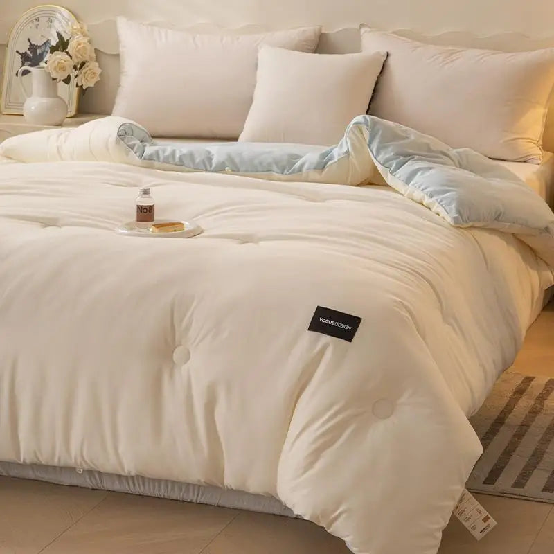 High-quality Spring Summer Autumn Winter Duvet Fabric Soya Fibre Filling Quilted Comforter Solid Color Soft Blanket Quilt Core
