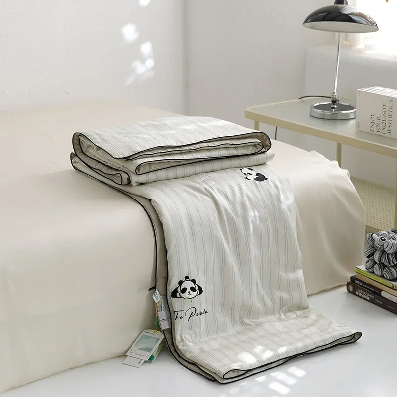 4Pcs Faux Silk Summer Quilt Set with Sheets Pillowcases, Air Conditioning Quilt, Machine Washable Lyocell Fiber Quilt