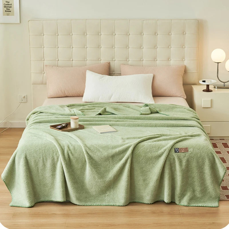 New Velvet Double-sided Plush Blanket High End Office Nap Cover Blanket Double Sides Solid Color Skin-friendly Cloud Comforter